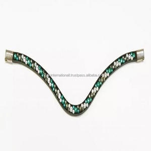 Banda para cejas de caballo de cuero de cristal ostentoso de marca de alta calidad con banda para cejas de caballo hecha a mano decorativa de lujo de alta calidad - Product Image 2