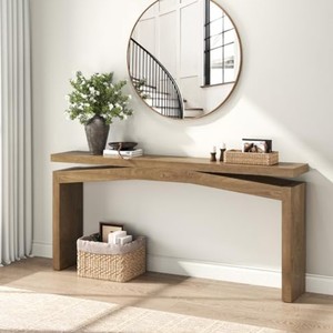 Mesa Consola Moderna de Madera Maciza con Base de Trípode, Almacenamiento para Entrada, Pasillo, Sala de Estar - Product Image 4