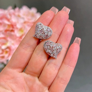 Boucles d'oreilles en diamant rose certifié en forme de cœur, or 10k 14k 18k, bijoux en diamant créé en laboratoire, qualité export, bijoux fins durables - Product Image 3