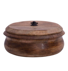 Dinnerware Rounded Shape Mango Wood Mexican Tortilla Warmer Basket ood Storage & Container <b>Wooden</b> Roti <b>Box</b> with Lid - Product Image 1