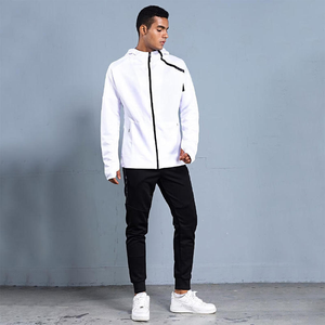 Ensemble de survêtement 2 pièces pour homme : veste à capuche zippée et pantalon de jogging, séchage rapide, idéal pour la gym, la course et l'entraînement, vêtements de sport, vente en gros, logo personnalisé - Product Image 3