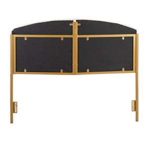 Tête de lit Queen en acier doré et velours crème Lindsey – Lits rembourrés contemporains/glamour - Product Image 4