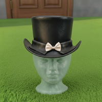 Chapeau haut de forme en cuir noir fait main de qualité supérieure, sur mesure, avec nœud, style victorien steampunk, pour mariage ou occasions formelles