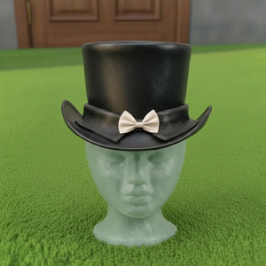 Premium quality custom made Handmade Black Leather Top <b>Hat</b> with Bow Victorian <b>Steampunk</b> Wedding Formal <b>Hat</b> - Product Image 3