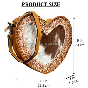 Bolso de Hombro de Cuero Vacuno con Cremallera y Gran Capacidad para Mujer, Bolso de Hombro Individual en Forma de Corazón de Cuero Genuino - Product Image 3