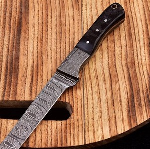 Custom Handmade Forged Fillet <b>Knife</b> in Damascus Steel with Ram Horn Handle and Leather Sheath-Eco-Friendly Dishwasher <b>Safe</b> - Product Image 3
