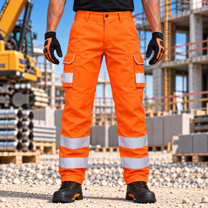 Custom Men's Hi <b>Vis</b> Reflective Winter Safety Work Pants Breathable Quick Dry Polyester Multi Pocket Cold Weather OEM Needle Use - Product Image 2