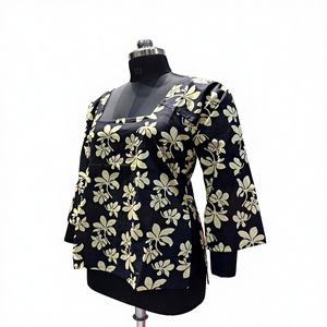 Túnica con Diseño Floral en Color Negro, Túnica de Algodón Jaipuri con Estampado a Mano, Kurta, Kurti, Vestidos Sencillos e Informales a Excelente Precio - Product Image 3