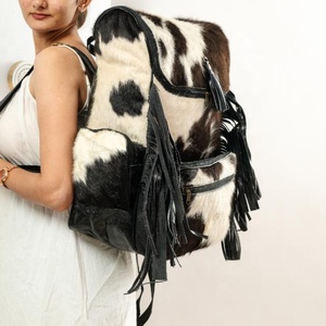 LW Sac à dos en cuir de vache véritable pour femmes Style bohème rock isotherme Portable Laptop Bag PVC Water Resistant Shoulder Bag - Product Image 1