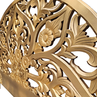 Tête de lit en bois sculpté à la main, taille Queen, finition dorée, style balinais, en bois d'ingénierie, décoration murale suspendue, Smart Art