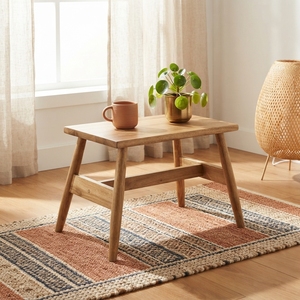 Modern Rectangular Solid Wood <b>Stool</b> Elegant A Line Frame Leg Small Bench Furniture For Rustic Living Room Decor Setup Art Design - Product Image 5