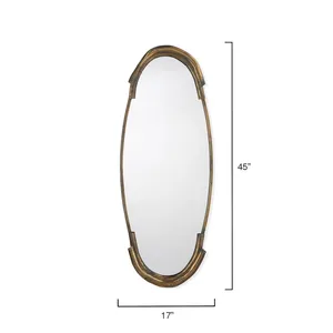 Espejo de Pared Ovalado de Latón, Diseño Art Deco, 45x17 Pulgadas, Decoración para el Hogar, Espejo Decorativo para Entrada - Product Image 1