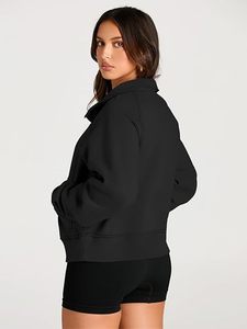 Pull oversize à demi-zip pour femme, marron, à manches longues, avec fermeture éclair quart de tour - Product Image 3