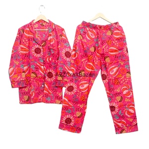Ensemble de pyjama de demoiselle d'honneur de luxe imprimé floral en coton 100% doux, respirant, à séchage rapide, pour femmes, longueur intégrale, été/hiver - Product Image 1