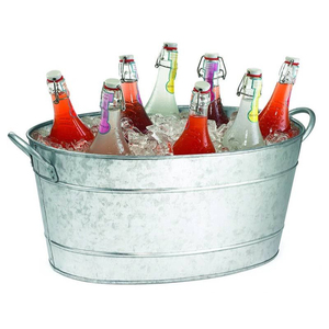Cubeta de metal galvanizado ovalada grande, directa de fábrica, para bebidas, con asas laterales, para el hogar, vino, champán, artículos de bar. - Product Image 5