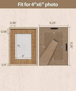 Photo <b>Frames</b> Wooden <b>4x6</b> Picture <b>Frames</b> Boho with Bamboo Glass & Hooks, Funky Simple for Postcards Pressed Flowers Wall - Product Image 4