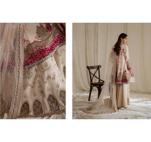 Ssumaira <b>Present</b> Omara festive <b>eid</b> collection by Nureh Embroidered Embellished silk & chiffon jacquard collection Anarkali - Product Image 5