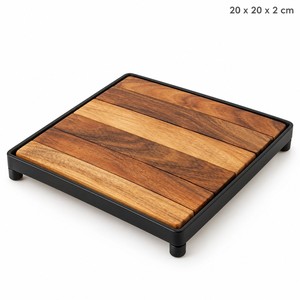 ชุดที่รองหม้อไม้กระถินณรงค์พร้อมโครงโลหะ ทนความร้อน ขายส่งจากอินเดีย - Product Image 1