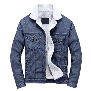 OEM Sun Faded Distressed <b>Jeans</b> Denim Jacket with Rhinestone Patchwork Men Denim Jacket for Men Wholesale - Product Image 1