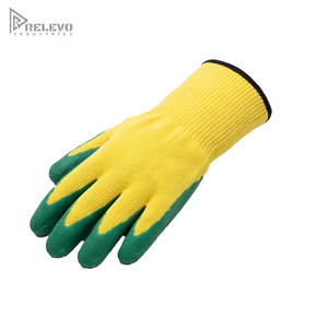 Custom Heavy Duty Yellow Green 10mil Latex Coated <b>Gloves</b> Non-Slip Crinkle Palm Coated Seamless <b>Knit</b> Elastic Wrist Garden Work - Product Image 2
