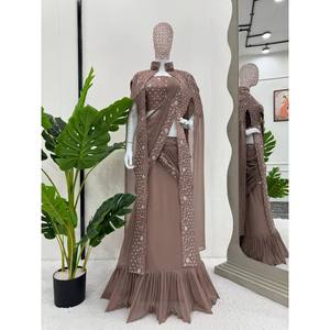 Robes de soirée Prêt-à-porter de créateur Vêtements de soirée Saree Lehenga Look stylé et élégant - Product Image 5