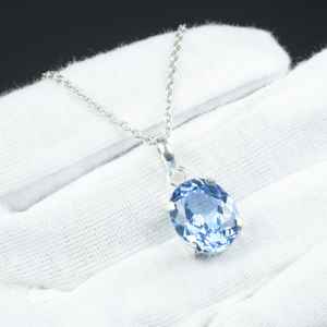 Colgante de Aguamarina Natural, Plata de Ley 925, Collar con Piedra Preciosa Azul, Joyería de Regalo para Nacidos en Piscis - Product Image 4