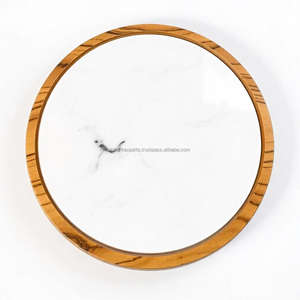 Sous-verre élégant en bois avec incrustation de pierre naturelle Design rond pour une décoration de table contemporaine et sophistiquée Accent - Product Image 5