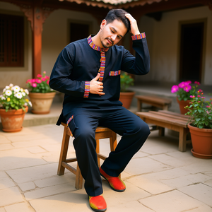 Kurta noir 100% coton - Product Image 3
