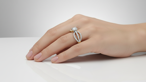 Anillo de Diamantes Redondos para Mujer, Diamantes Naturales y Cultivados en Laboratorio - Product Image 4