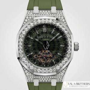 Montre de luxe Audemars Piguet en alliage de quartz, sertie de diamants de laboratoire et de cristaux, style sport et mode, pour hommes et femmes, bracelet en silicone, style hip-hop glacé - Product Image 2