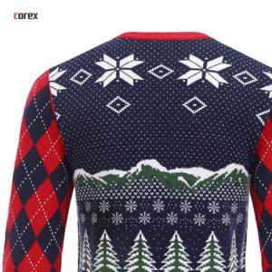 Suéter Corex Unisex de Invierno, Cuello Redondo, Tejido Jacquard, Transpirable, 100% Algodón, Jersey Navideño de 300g con Estampado Digital - Product Image 4