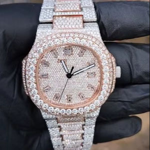 Reloj Unisex VVS Moissanite con Correa de Acero Inoxidable de Edición Limitada, Diseño Vintage, Esfera Analógica en Dos Tonos, Plata y Oro Rosa - Product Image 1