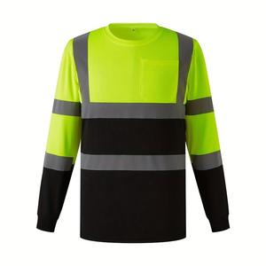 Camisa de Seguridad de Alta Visibilidad de Manga Larga para Hombre, Dos Tonos, Reflectante, Ropa de Trabajo, Cuello Redondo, Uniforme de Protección para Construcción y Seguridad - Product Image 1