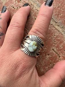 Handcrafted Sonoran Mountain <b>Turquoise</b> <b>Ring</b> Sterling Silver Southwestern Boho Statement Jewelry Artisan Gemstone Gift for Her - Product Image 5