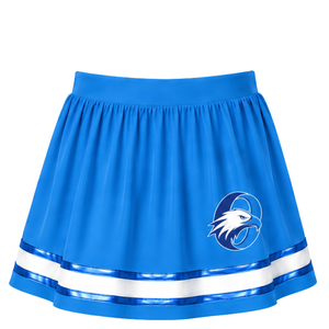 Jupe de cheerleading bleu ciel plissée, jupe d'uniforme athlétique avec bordure rayée, tenue de performance d'équipe, vêtements de sport personnalisés - Product Image 1