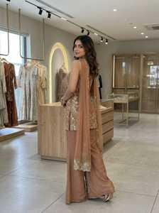 Full Stitched Floor-Length Party Wear Palazzo Suit Cosmos Sequence Embroidery Work Designer <b>Top</b> Butterfly <b>Net</b> Dupatta Quick Dry - Product Image 3
