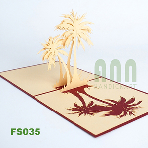 Tarjeta de Felicitación 3D Pop-up de Palmera, Hecha a Mano, Impresa Personalizada, de Alta Calidad, con Recorte de Papel, Regalo de Agradecimiento, ANN HANDICRAFT FS035 - Product Image 5
