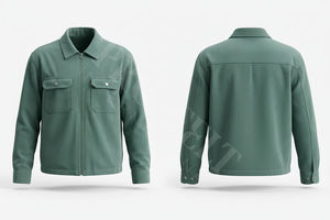 Camisas de Vestir Casuales con Cierre de Cremallera, Dos Bolsillos en el Pecho, Corte Ajustado, Diseño Personalizado Impreso, Puños con Botones de Pana, Manga Larga, Prendas Exteriores Elegantes - Product Image 5