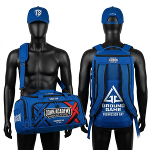 Bolsa de entrenamiento BJJ de poliéster 900D premium, 320 GSM, diseño de paneles en verde azulado y negro, logotipo personalizado bordado, bolsa deportiva. - Product Image 4