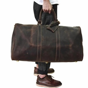 กระเป๋าหนังทรงดัฟเฟิล สไตล์เฮอริเทจ สำหรับเดินทางช่วงสุดสัปดาห์ เหมาะสำหรับผู้ชายและผู้หญิง ความจุขนาดใหญ่ ทนทาน ปิดด้วยซิป พกพาสะดวก รุ่น LDB-0260 - Product Image 6