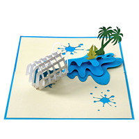 Cartes de vœux 3D pop-up en gros pour les vacances d'été avec design et fabrication personnalisés