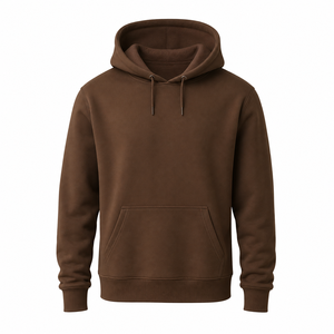 Sweat-shirt à capuche en polaire marron pour homme, coupe classique, pull décontracté avec poche avant, vêtement d'automne - Product Image 3