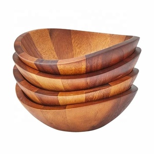 Ensemble de saladiers décoratifs en bois naturel, faits à la main, écologiques, classiques, personnalisables, finition lisse, aspect luxueux de studio - Product Image 2