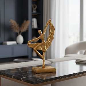 High quality Gold Plated Ballerina Figurine Sculpture Contemporary Artistic Tabletop Ornament Living Room Decor - Product Image 4