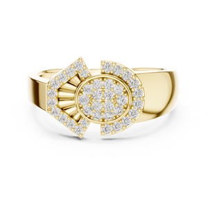 Luxury Yellow Gold Diamond Halo Statement <b>Ring</b> <b>for</b> <b>Men</b> & Women | Elegant Designer Cocktail Engagement Jewelry <b>Ring</b> - Product Image 3