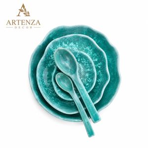 Bol de service en résine fait main, motif marbré, bol décoratif pour salade et fruits, pour la maison, les fêtes et les mariages - Product Image 3