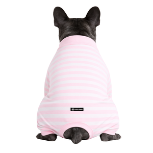 Dog <b>Pajamas</b> Onesie Pink Stripes Print Soft Stretch Pet Sleepwear Cozy Breathable All Season Nightwear For Small Medium Dogs - Product Image 2