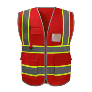 Customized High Visibility Safety Vest Security <b>Reflective</b> Breathable Corduroy V-neck Men's Unisex Autumn - Product Image 3