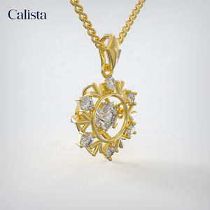 Collier pendentif en pierre CZ de style de luxe en or jaune 14 carats pour femmes bijoux à la mode pour les fêtes fabricant vietnamien fait à la main - Product Image 3