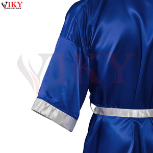 Batas de Boxeo Personalizadas de Alta Calidad para Adultos en Color Azul con Blanco, Batas de Boxeo para Hombres para Usar en el Ring - Product Image 6